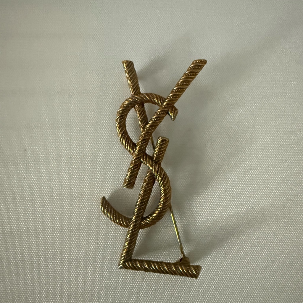 Brand New Ysl Rustic Gold Brooch Aprox 25H By 1W 175$